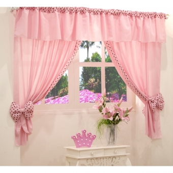 Cortina para quarto Ursinha Rosa 2 metros