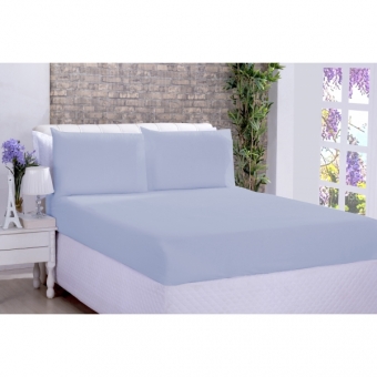 Jogo de Cama Lençol Microfibra King 03 Peças Azul bebe