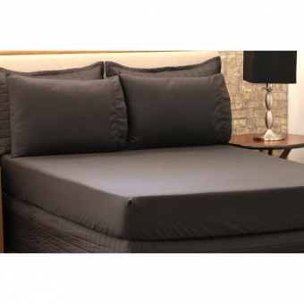 Jogo de Cama Lençol Microfibra King 03 Peças Preto
