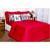 Kit Cobreleito e Lençol Liberty Queen Com Almofadas Vermelho 08 pçs