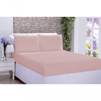 Jogo de Cama Lençol Microfibra King 03 Peças Rose