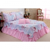 Kit Colcha Cobre leito Belize casal king size 05 pçs rosa