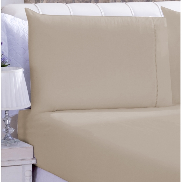 Jogo de Cama Lençol Microfibra Casal 03 Peças Bege