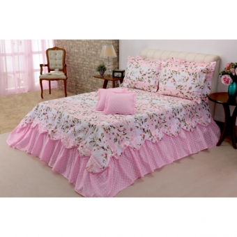 Kit Cobreleito Belize Casal Queen 05 peças Lirio