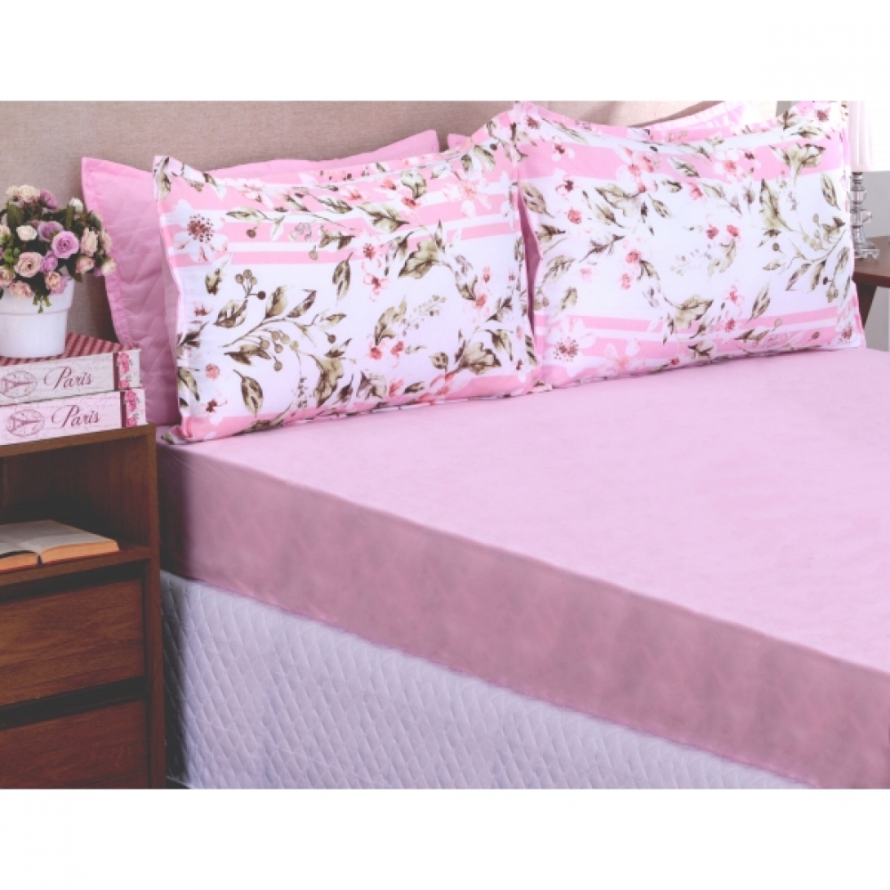 Jogo de cama Lençol Garden 03 peças Casal Queen Lirio