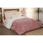 Edredom Coberdrom Solteiro Sherpa Pele de Carneiro c/ Soft Rose