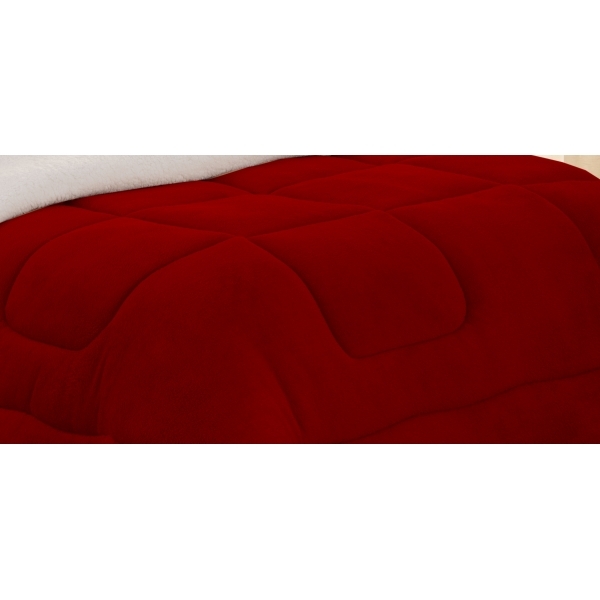 Edredom Coberdrom Solteiro Sherpa Pele de Carneiro c/ Soft vermelho