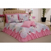 Kit Colcha Cobre leito Belize casal king size 05 pçs rosa