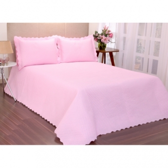 Kit Cobreleito Classic Queen 03 pçs Rosa